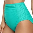 thumbnail image 6 of Charmo Womens High Waisted Bikini Bottom Ruched Side Swimsuits Bottoms Solid Tankini Briefs, 6 of 7