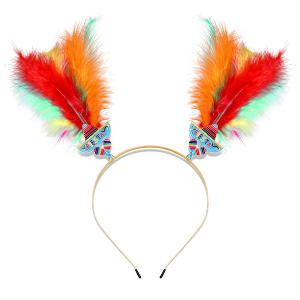Diadema Yahpern para el Cinco de Mayo para mujer, diadema para fiesta mexicana, diademas de plumas llamativas, diademas de cactus con chile, accesorios para el cabello para festividades mexicanas, atu