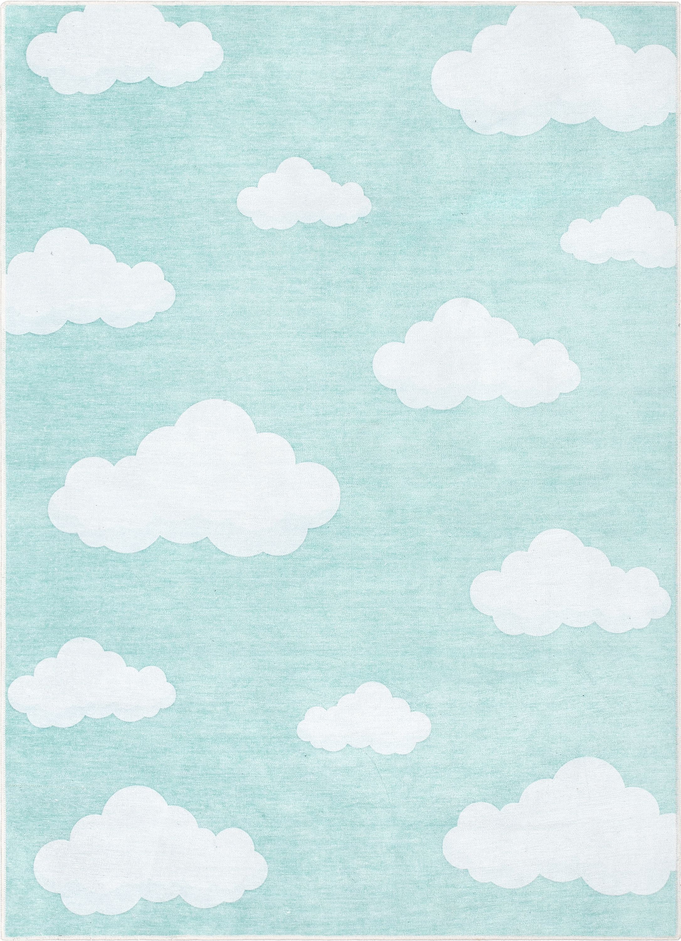 Well Woven Kids Rugs Cloud 9 Modern Mint Printed Distressed Machine Washable 3'3" x 5' Area Rug