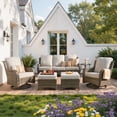 thumbnail image 2 of Ovios 6-Piece Patio Furniture Set All-Weather Wicker Outdoor Conversation Set with Sofa Swivel Chairs and Ottomans, Gray, 2 of 10