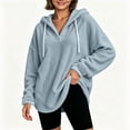 thumbnail image 5 of hlysgo Womens Oversized Sherpa Hoodie Pullover Fuzzy Fleece Sweatshirt Plaid Fluffy Tops with Pockets Blue,S, 5 of 6
