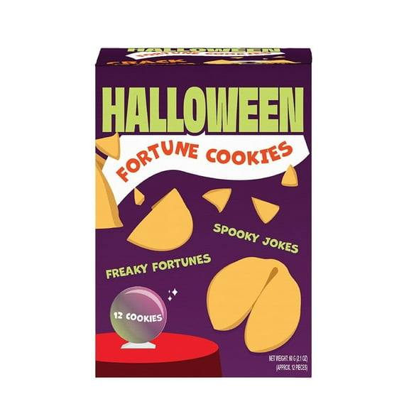 Halloween Fortune Cookies – 12 Pack - Spooky sayings – Halloween Candy Creepy – Vegan Cookies – Halloween Snacks as Party Decoration or Trick or Treat Handouts
