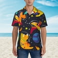 thumbnail image 4 of Kll Men'S Hawaiian Shirt Short Sleeve Button Down Beach Shirts-Dinosaurs In Space, 4 of 8