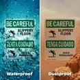 thumbnail image 6 of (2 Pack) Slippery Floor With Symbol Bilingual OSHA Be Careful Sign 12 Inch X 18 Inch Indoor / Outdoor Rust-Free Aluminum Metal Signs for Workplace, Workshop, and Construction Site, Made, 6 of 8