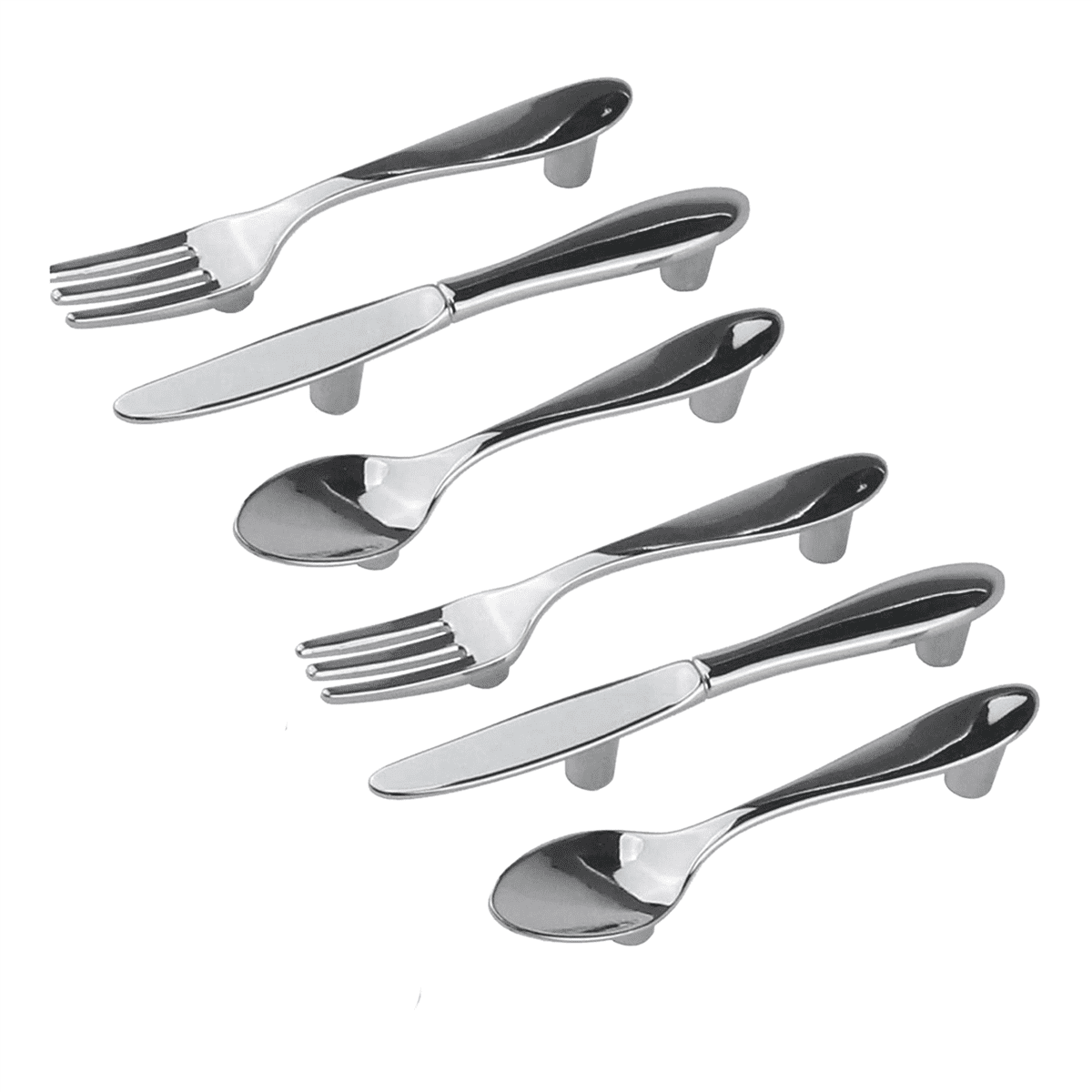 18 PCS Knife Spoon Fork Kitchen Cabinet Closet Drawer Pull Handles Knobs 3-Inch Center to Center (Silver)