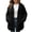 Black, variant on Women's Fuzzy Fleece Cardigan Coat Hooded Cable Knit Textured Winter Warm Jacket Button Down Long Sleeve Sherpa Outerwear with Pockets