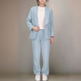 thumbnail image 5 of TBWNWG Business Suits for Girls Solid Color Lapel Suit Open Front Long Sleeve Suit Set Casual Outfit,Size 7-8 Years, 5 of 9