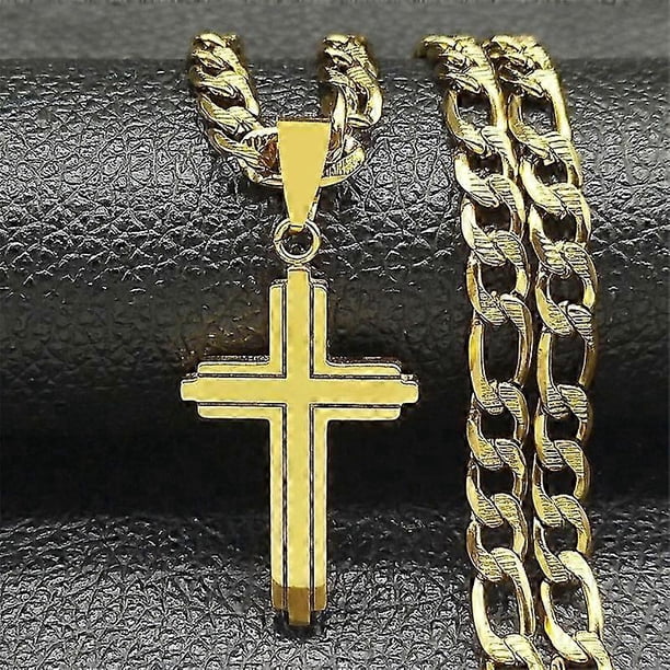 Stainless Steel Cross Necklaces for Men Women Gold Silver Color Hip Hop Crucifix Man Necklace Jewelry collar hombre NZZZ1331S02
