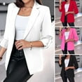 thumbnail image 2 of Women Suit Coat Autumn Winter Long Sleeved Cardigan Coat Casual Lapel Solid Color Suit for Business Daily Wear, 2 of 8