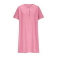 thumbnail image 4 of Hot Days, Bold Styles SMihono Women's Dresses 2025 Solid Color A Line Midi Dress Short Sleeve Cotton Linen Dress with Button Beach Vacation Dresses Pink S, 4 of 6