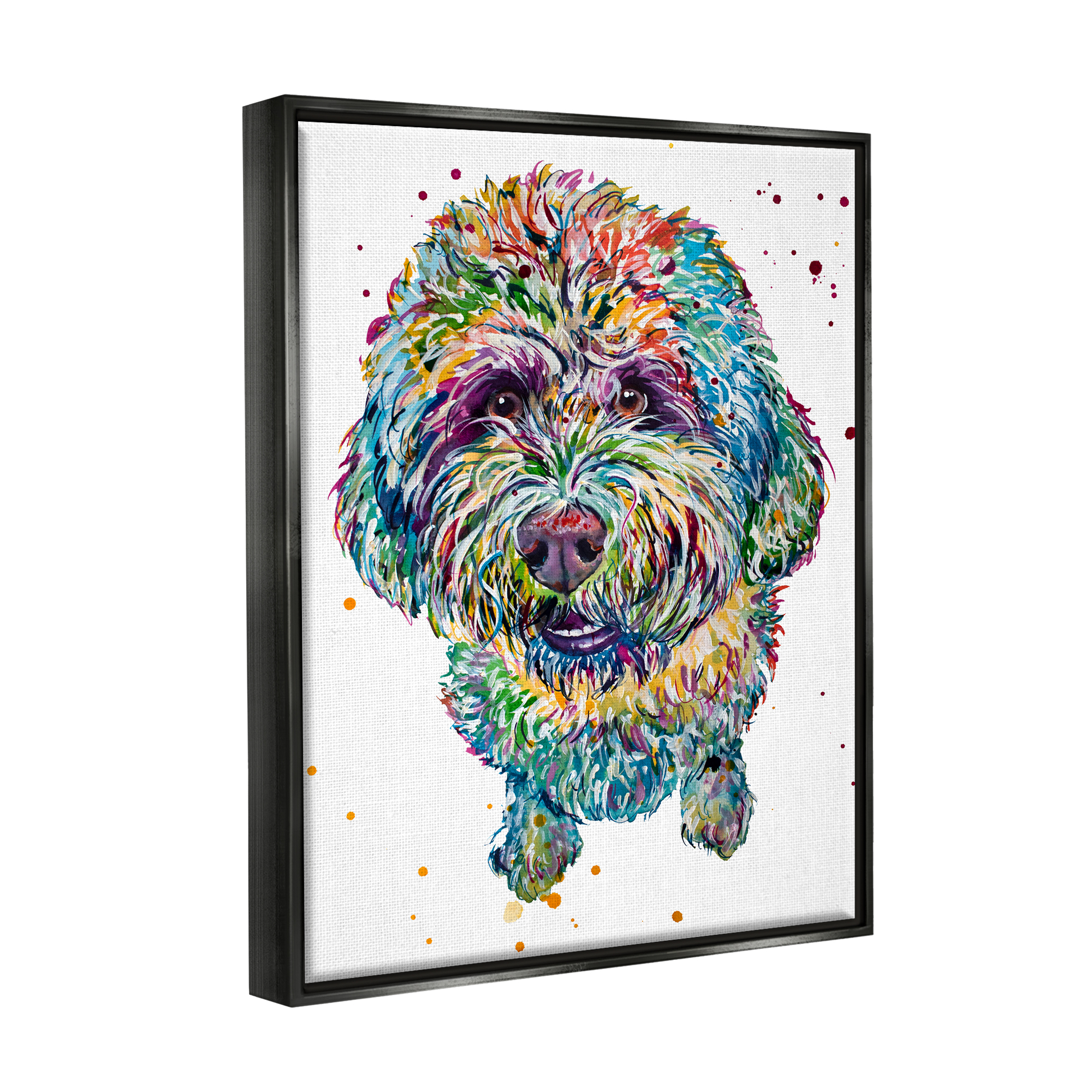 Stupell Bold Terrier Dog Pet Portrait Animals & Insects Painting Black Floater Framed Art Print Wall Art