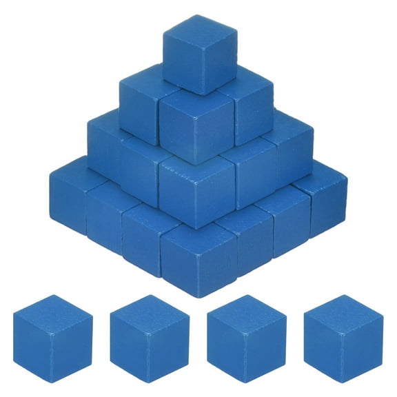 Uxcell 50-Pack DIY Wooden Cube, 1cm Square Colored Natural Wood Blocks, Blue