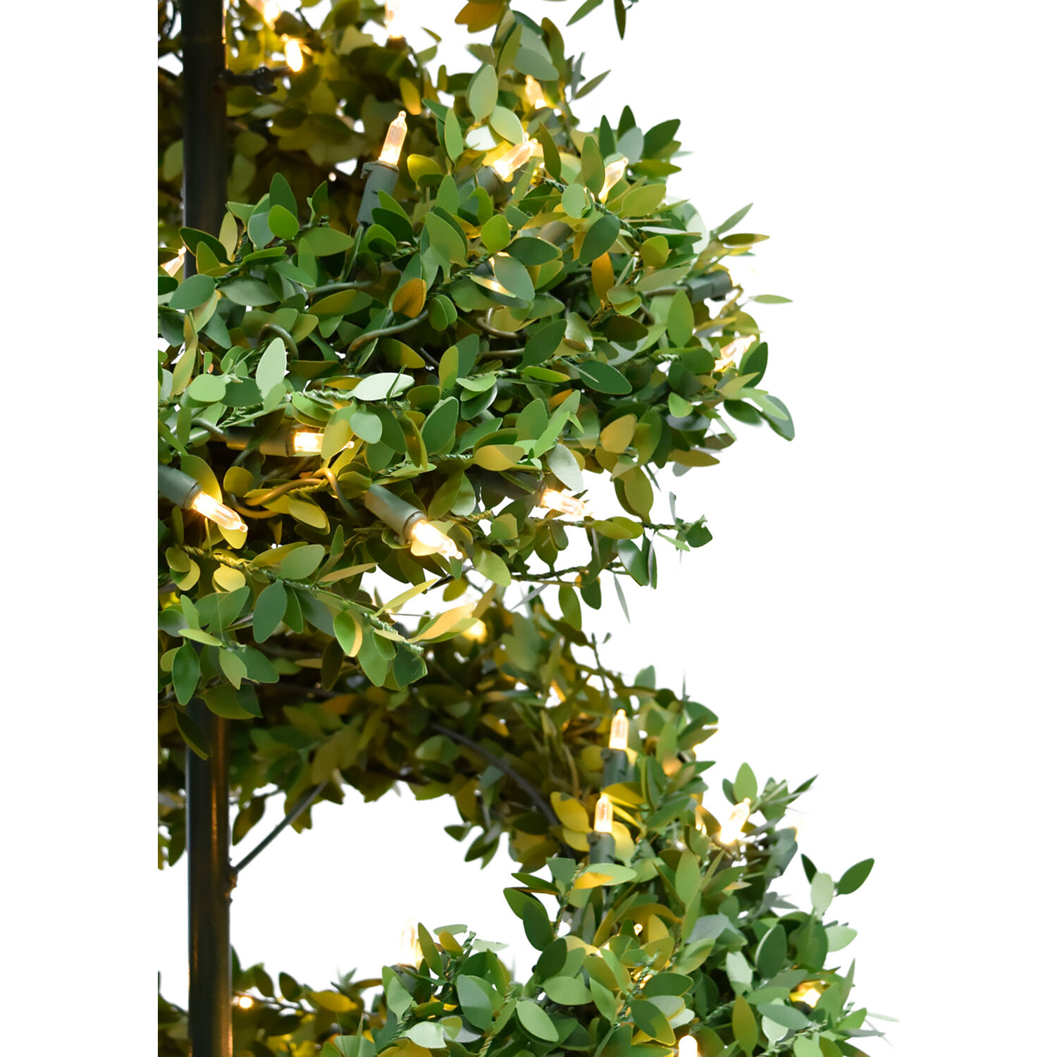 5-Ft Set of 2 Boxwood Spiral Porch Accent Trees in Gold Urn Pot with Warm White LED Lighting - image 2 of 5