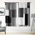 thumbnail image 1 of Black Grey Kitchen Curtains 63 Inch Length Geometric Window Curtains Over Sink Set of 2, Gray White Curtain for Bedroom Living Room, Modern Abstract Kitchen Decor 42x63 Inch, 1 of 7