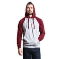 thumbnail image 5 of G-Style USA Men's Lightweight Contrast Raglan Sleeve Pullover Hoodie Sweatshirt MH13114 - Heather Gray/Cranberry Caviar - Small, 5 of 6