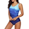 thumbnail image 4 of Women's Athletic Training Gradient Criss Cross Back One Piece Swimsuit Swimwear Bathing Suit, 4 of 7