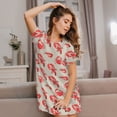 thumbnail image 3 of Kdxio Crab Lobster 1 Pattern Womens Short Sleeve Sleepshirt Scoopneck Cute Nightdress Ruffle Comfy Nightgown, 3 of 6