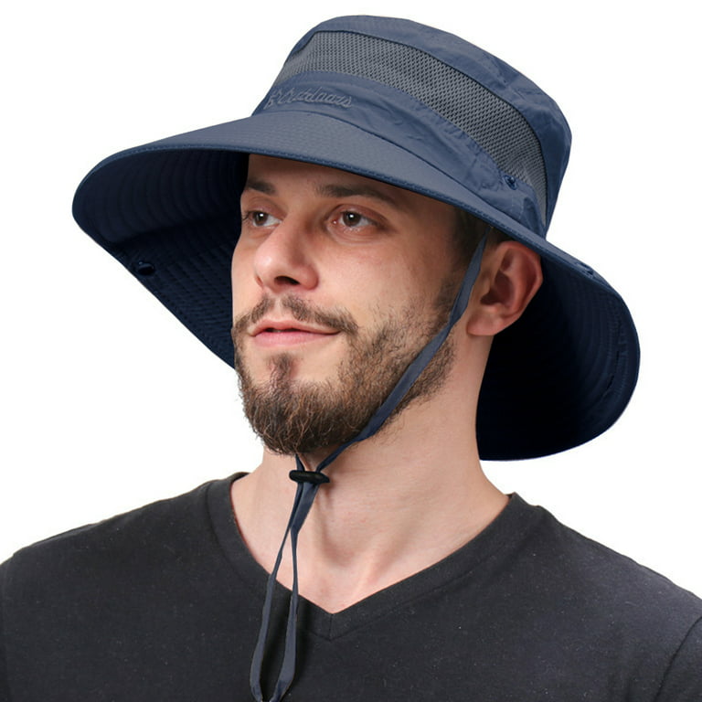 HARGLESMAN Men Sun Hat Sun Protection Wide Brim Bucket Hat Waterproof Foldable Boonie Hat, Adult Unisex, Size: One size, Blue