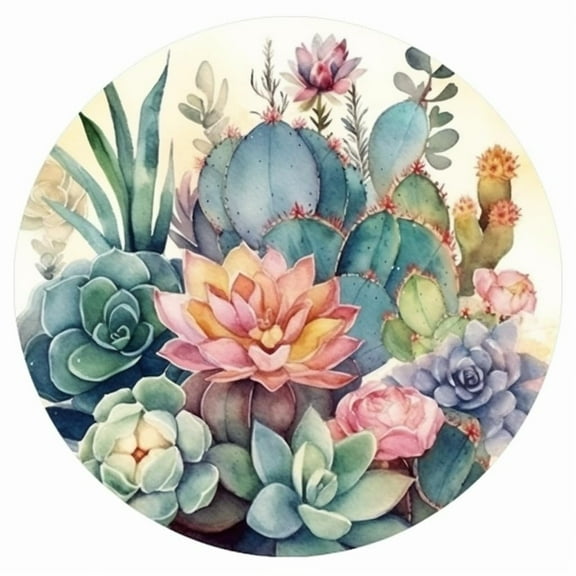 DIY Stamped Cross Stitch Kits for Beginners Watercolor Cactus Easy 11CT Needlepoint Embroidery Counted Cross Stitch Kits Art Craft Wall Decoration and Gift 35x35cm(4)