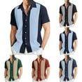 thumbnail image 5 of Hpapadks Men Shirt Short Sleeve Color Matching Lapel Button Down Blouses Loose Mens Dress Shirt Black M, 5 of 5