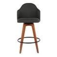 thumbnail image 6 of Ahoy Contemporary Fixed-Height Counter Stool With Walnut Bamboo Legs And Round Black Metal Footrest With Charcoal Fabric, 6 of 7