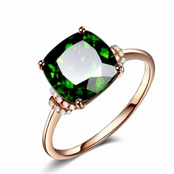 Rose Gold Color Luxury Fashion Green Square Wedding & Engagement Ring Made With Cubic Zirconia Jewelry Promises Rings