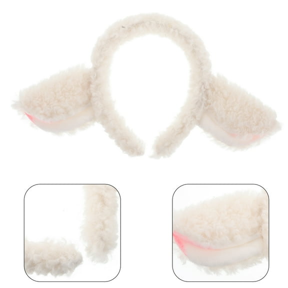OUNONA Raindrops Fluffy Lamb Ear Headband 1 Set Plush Cartoon Headwear Cute Animal Ear Hair Hoop Decorative Sheep Ear Headband