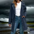 thumbnail image 2 of yardsong Raincoat Women Waterproof Long Hooded Full Zip up Rain Jacket Button Down Trench Coats Windbreaker Travel Jacket 2025 Navy,M, 2 of 7