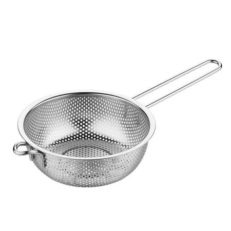 

Stainless Steel Long-handle Colander Draining Basket Vegetable Fruit Washing Basket