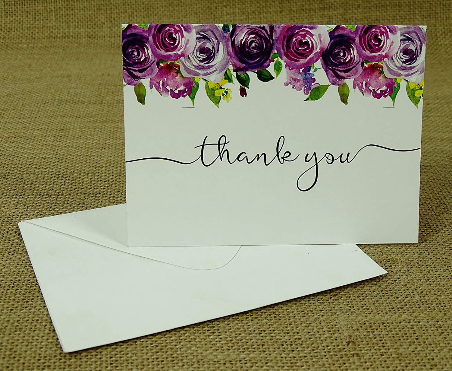 Darling Souvenir Floral Wedding Thank You Greeting Cards Pack Of 100 Pcs With White Envelopes