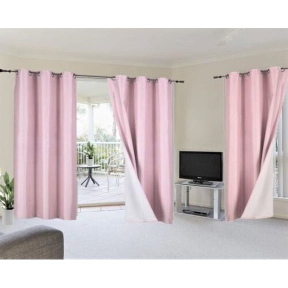 K92 Hotel Quality Grommet Top, 1 Panel Light Pink Thermal Blackout Full Room Darkening For Big Window Curtain Drapes 108" Length