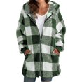 thumbnail image 2 of Jacket Women Women's Plush Coat Long Sleeve Plaid Hooded Zipper with Pocket Loose Coat Women's Coats GN2 M, 2 of 5