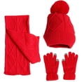 thumbnail image 3 of Tachiuwa Tuque d'Hiver Foulard Gants Adultes Cache-Cou Décontracté pour Course Vacances Ski Rouge, 3 of 6