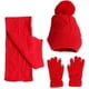 thumbnail image 3 of Conjunto de guantes y gorro de invierno, bufanda de cuello largo, gorro de invierno para el frío, gorro informal para adultos, gorro, calentador de , Rojo, 3 of 6