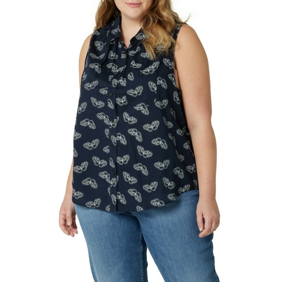 Lee Women's Plus Size Ruffle Collar Top