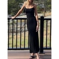 thumbnail image 5 of Mylleure Vestido largo casual de color sólido sexy sin mangas bodycon maxi vestidos de verano elegante fiesta club streetwear, 5 of 5