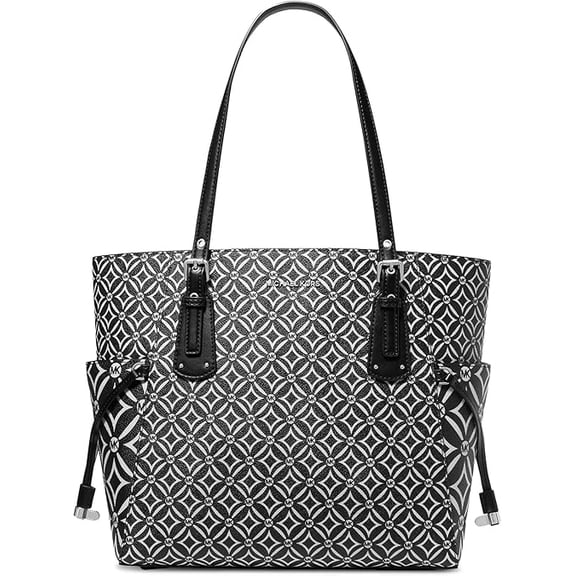 Michael Kors Voyager East/West Tote, Black/Light Cream