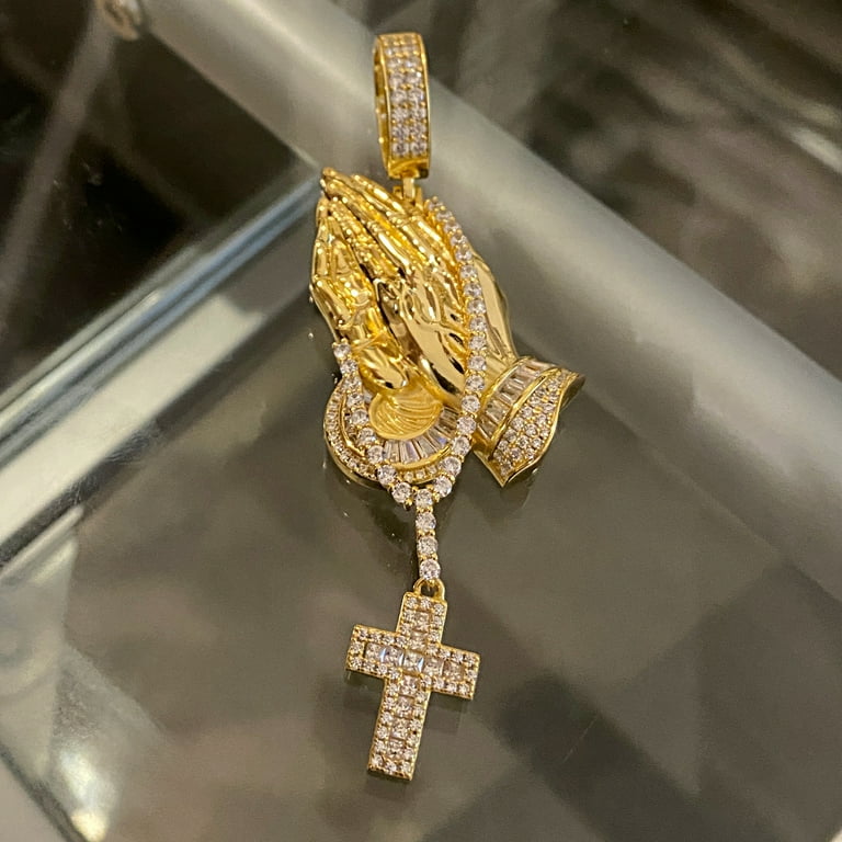 14k gold iced 2024 python cross pendant