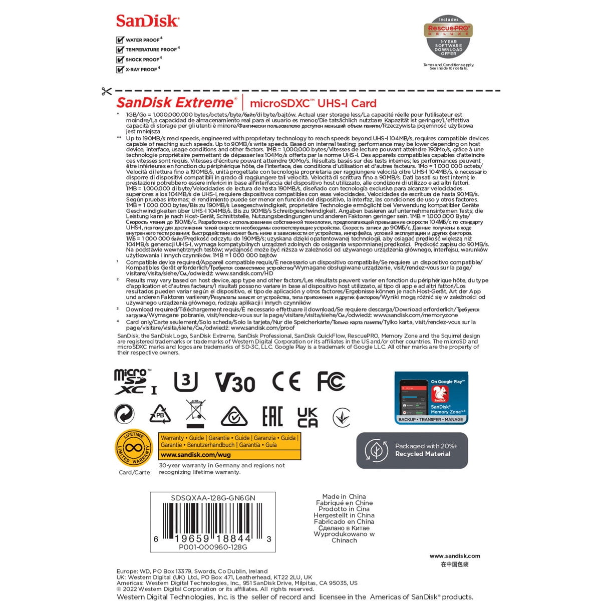 SanDisk 128GB Extreme microSD Memory Card for Mobile Gaming - SDSQXAA-128G-GN6GN