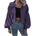 thumbnail image 2 of Turilly Womens Jackets Ladies Fashion Women Winter Solid Color Long Sleeve Zipper Coat Cardigan Blouse, 2 of 4