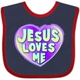 thumbnail image 3 of Inktastic Jesus Loves Me Boys or Girls Baby Bib, 3 of 4