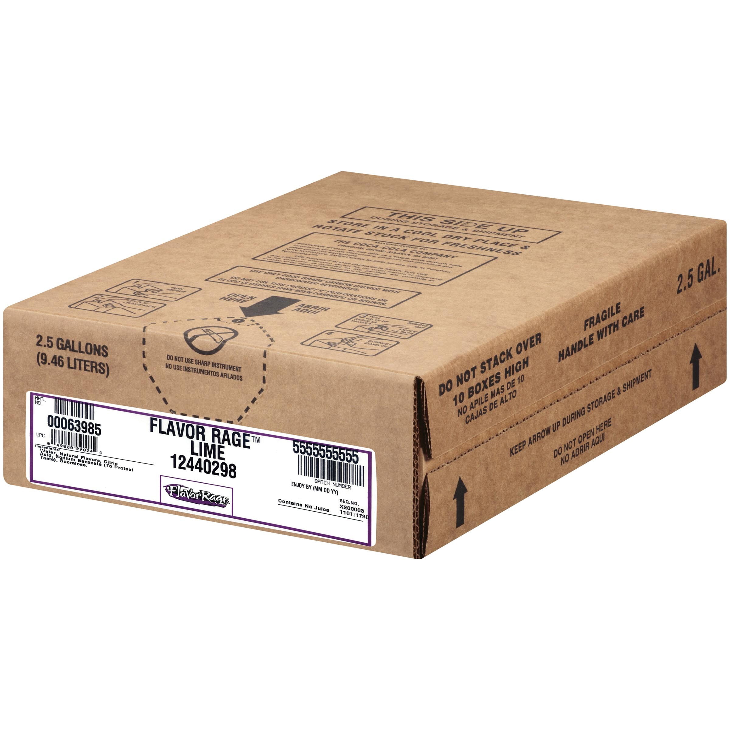 Flavor Rage Lime Bag in box, 2.5 Gallons