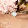thumbnail image 2 of Three Stone Style Opal Engagement Ring, 8*10 mm White Fire Opal Cabochon Ring, October Birthstone Promise Ring, 2 of 4