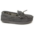 thumbnail image 4 of Minnetonka Kid's Hardsole Pile-Lined Moccasin Slippers, Charcoal 7 Little Kid, 4 of 6