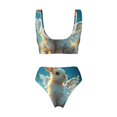 thumbnail image 2 of Honeii Cute Angel Winged Rabbit Print Women’s Bikini Set,Two Piece Swimsuit Bathing Suits,Stylish High Elasticity Swimwear for Beach and Pool, 2 of 7