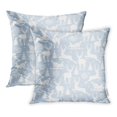 thumbnail image 1 of BOSDECO Red Reindeer Christmas Light Blue Pattern Snowflake Pillowcase Pillow Cover 20x20 inch Set of 2, 1 of 1