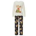 thumbnail image 2 of Elippeo Family Matching Christmas Pajamas, Cartoon Reindeer Print Long-Sleeved Tops + Trousers/Romper Sleepwear Outfits, 2 of 10