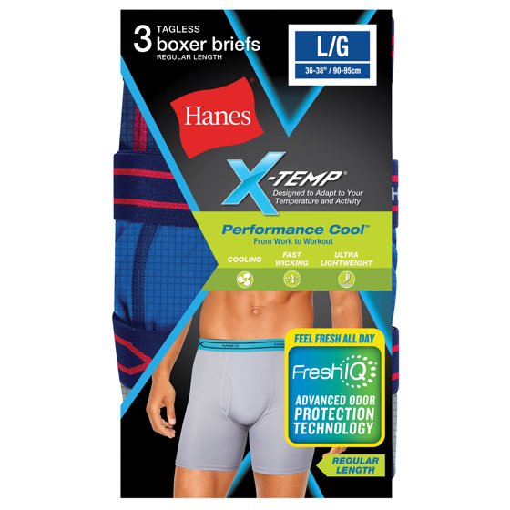 Hanes Men's XTemp Performance Cool Checker Design Boxer Brief, 3