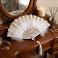 thumbnail image 6 of MMJ Folding Fan Vintage Puffy Handheld 16.54x9.06in for Wedding Dance Performance Party Picnic Indoor Outdoor Decor Gift, 6 of 6
