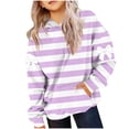 thumbnail image 2 of Cute Hoodies for Girl, Striped Pullover Tops Long Sleeve Oversized Hooded Sweatshirts Preppy Clothes New Girls Long-Sleeve Hoodies Sweatshirt Purple 120, 2 of 5